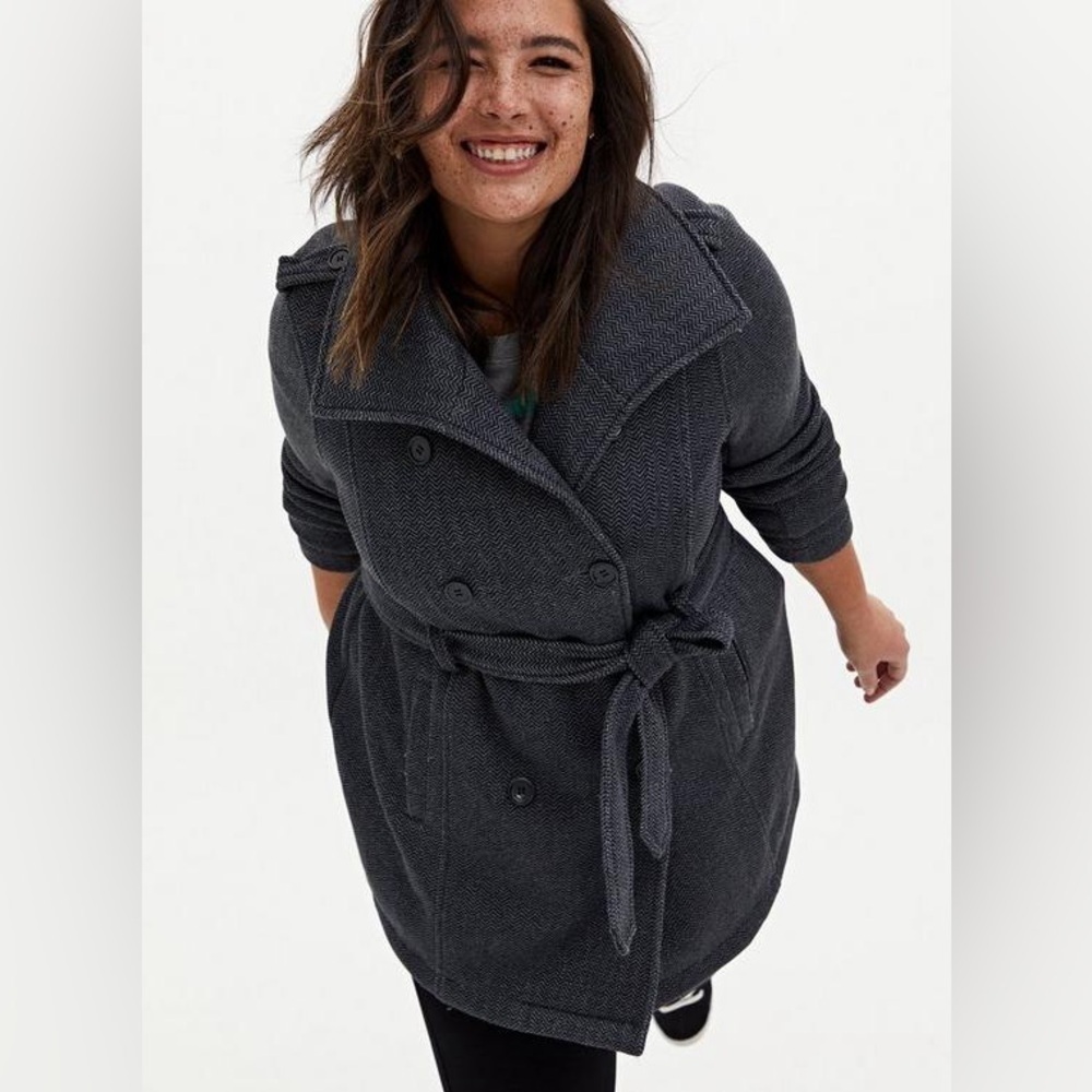 Torrid Herringbone Double Breasted Peacoat Jacket - Size 14/16 (1)